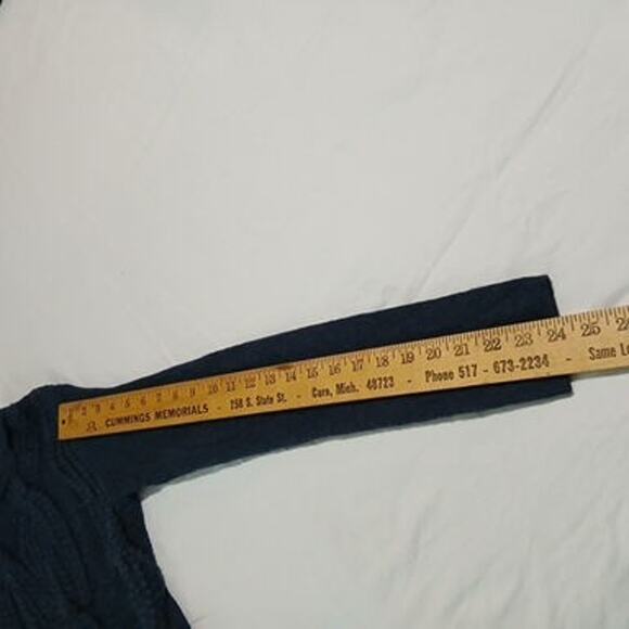 Joan Vass Small Navy Chunky-Cable-Knit Long-Sleeved Sweater Wool Blend - Picture 12 of 14